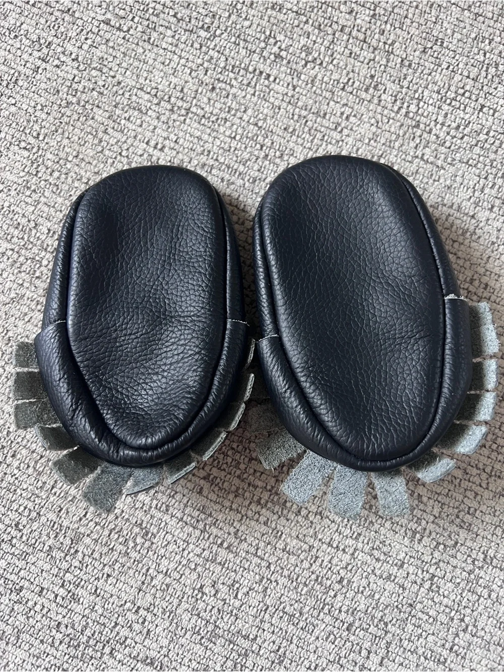 Black Leather Moccasin Shoes for Baby 6-12 months